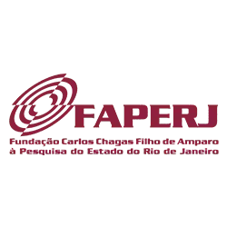 Logotipo da FAPERJ, Fundação Carlos Chagas Filho de Amparo à Pesquisa do Estado do Rio de Janeiro, com as letras "FAPERJ" em destaque e um desenho estilizado que remete a uma espiral.